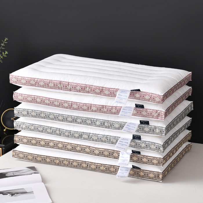 91家纺网 家纺一手货源 找家纺 圣之寐   2025新款全棉中国风纤柔低度枕头枕芯 中国风低枕-灰48*74高度6厘米左右