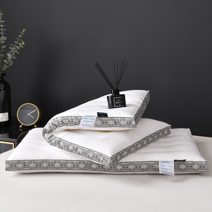 91家纺网 家纺一手货源 找家纺 圣之寐   2025新款全棉中国风纤柔低度枕头枕芯 中国风低枕-灰48*74高度6厘米左右