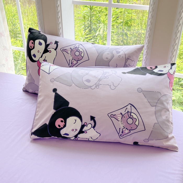 91家纺网 家纺一手货源 找家纺 桃子家居 2025新款三丽鸥正版授权卡通数码印花混搭纯棉印花系列四件套单品 棉三丽鸥-魔法库洛米