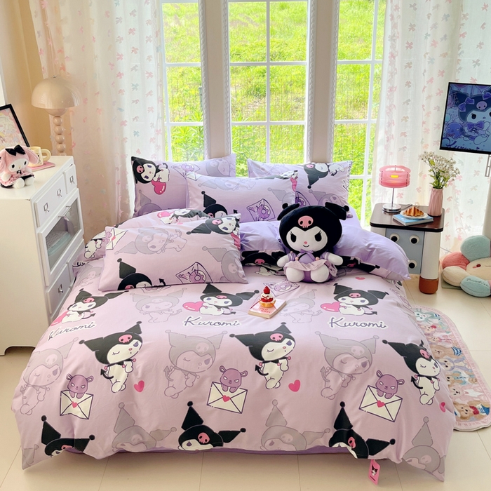 桃子家居 2025新款三丽鸥正版授权卡通数码印花混搭纯棉印花系列四件套单品 棉三丽鸥-魔法库洛米