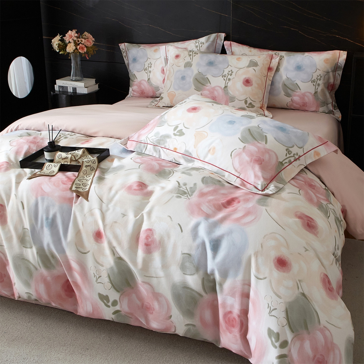 91家纺网 家纺一手货源 找家纺 （总1）曼秀琳2025秋冬新款全棉超柔数码印花磨毛四件套（32*21支）