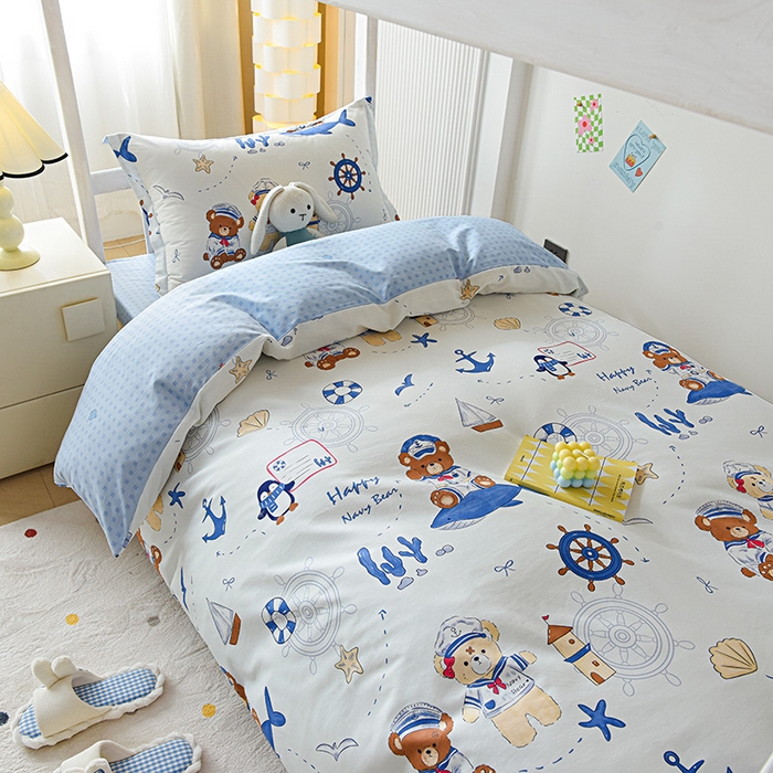 91家纺网 家纺一手货源 找家纺 （总）禧安居 2025新款高支高密活性印染全棉印花三件套学生三件套宿舍三件套（支持定制尺寸）