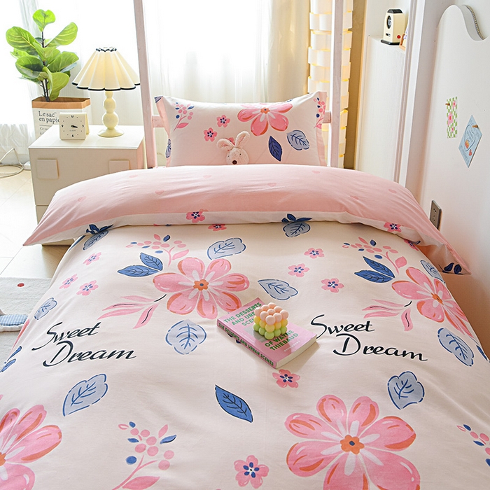 91家纺网 家纺一手货源 找家纺 禧安居 2025新款高支高密活性印染全棉印花三件套学生三件套宿舍三件套（支持定制尺寸） 花晨月汐