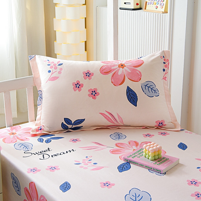 91家纺网 家纺一手货源 找家纺 禧安居 2025新款高支高密活性印染全棉印花三件套学生三件套宿舍三件套（支持定制尺寸） 花晨月汐