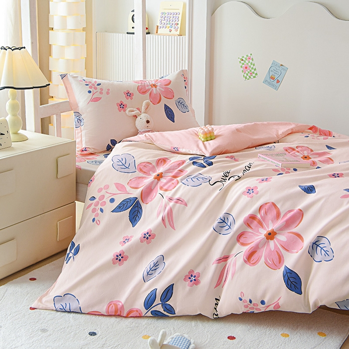 91家纺网 家纺一手货源 找家纺 禧安居 2025新款高支高密活性印染全棉印花三件套学生三件套宿舍三件套（支持定制尺寸） 花晨月汐