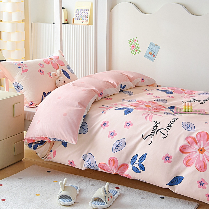 91家纺网 家纺一手货源 找家纺 禧安居 2025新款高支高密活性印染全棉印花三件套学生三件套宿舍三件套（支持定制尺寸） 花晨月汐