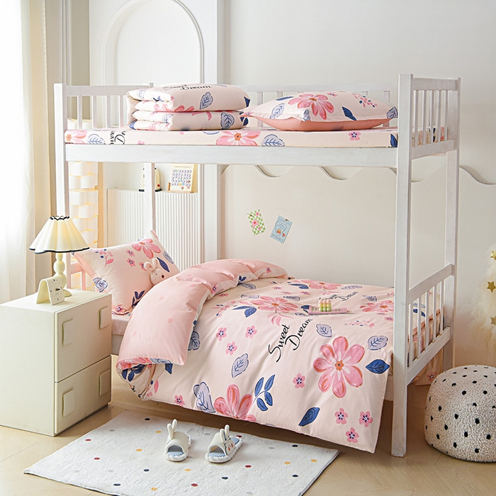 91家纺网 家纺一手货源 找家纺 禧安居 2025新款高支高密活性印染全棉印花三件套学生三件套宿舍三件套（支持定制尺寸） 花晨月汐