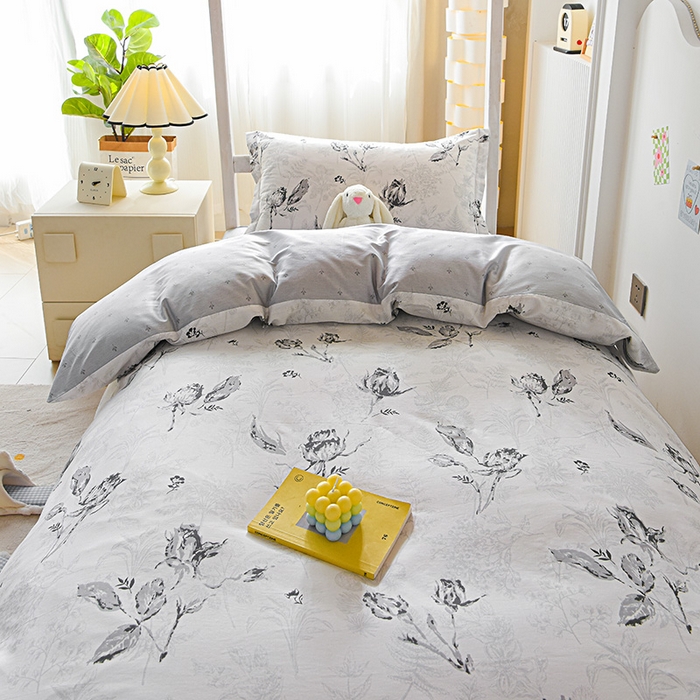 91家纺网 家纺一手货源 找家纺 禧安居 2025新款高支高密活性印染全棉印花三件套学生三件套宿舍三件套（支持定制尺寸） 玫瑰夜语