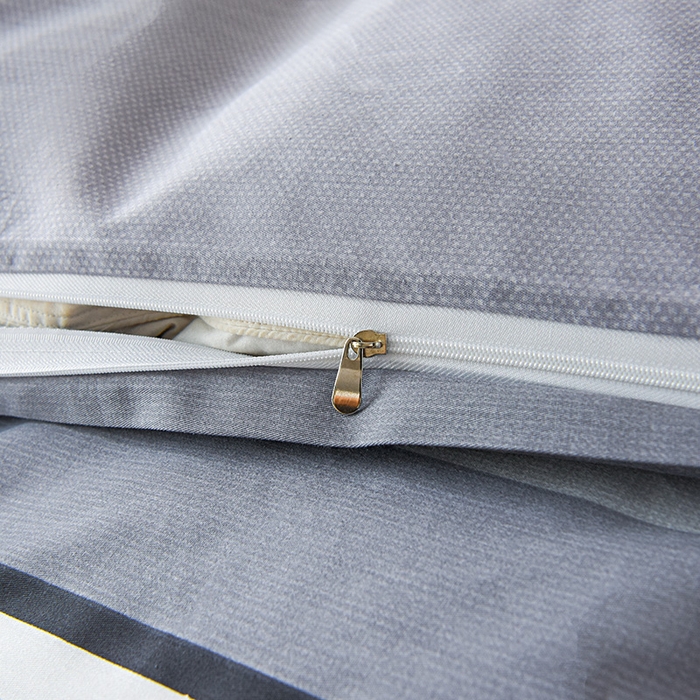 91家纺网 家纺一手货源 找家纺 禧安居 2025新款高支高密活性印染全棉印花三件套学生三件套宿舍三件套（支持定制尺寸） 沐光-灰