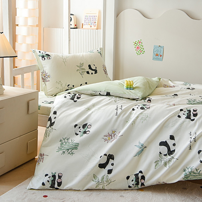 91家纺网 家纺一手货源 找家纺 禧安居 2025新款高支高密活性印染全棉印花三件套学生三件套宿舍三件套（支持定制尺寸） 小胖球