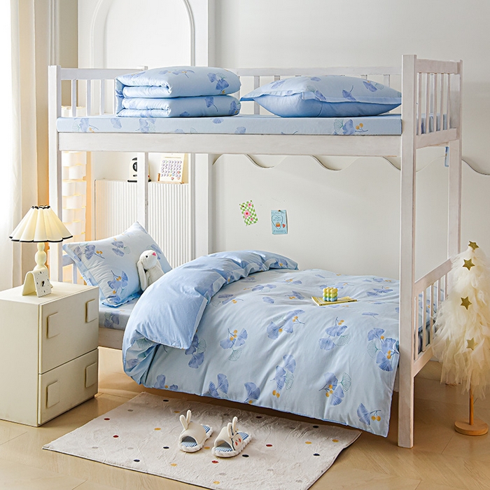 91家纺网 家纺一手货源 找家纺 禧安居 2025新款高支高密活性印染全棉印花三件套学生三件套宿舍三件套（支持定制尺寸） 银杏叶