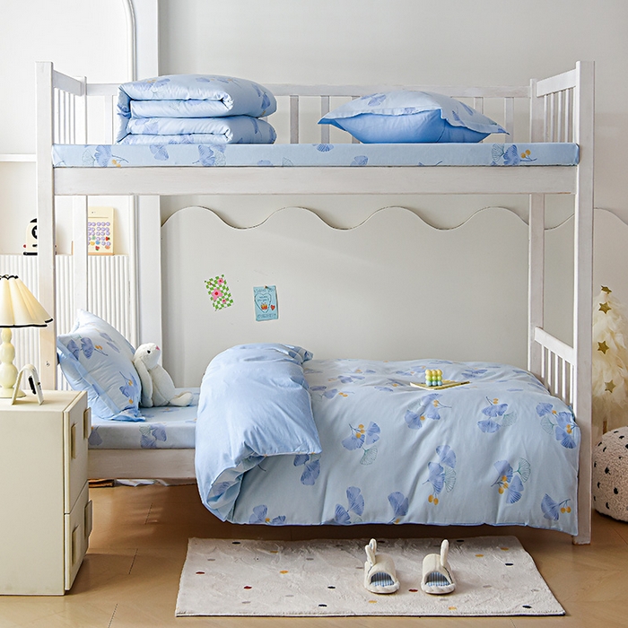 91家纺网 家纺一手货源 找家纺 禧安居 2025新款高支高密活性印染全棉印花三件套学生三件套宿舍三件套（支持定制尺寸） 银杏叶