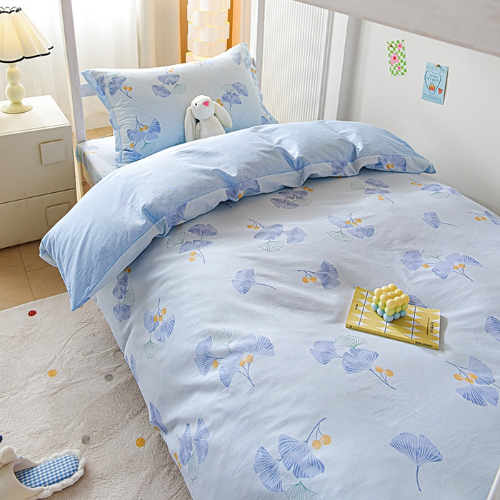 禧安居 2025新款高支高密活性印染全棉印花三件套学生三件套宿舍三件套（支持定制尺寸） 银杏叶