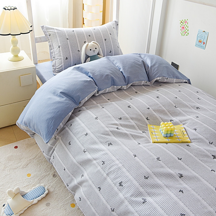 禧安居 2025新款高支高密活性印染全棉印花三件套学生三件套宿舍三件套（支持定制尺寸） 雨蝶