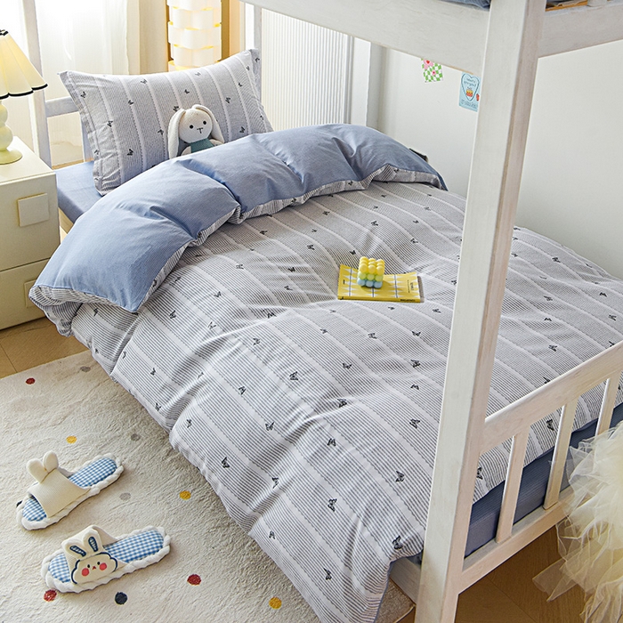 91家纺网 家纺一手货源 找家纺 禧安居 2025新款高支高密活性印染全棉印花三件套学生三件套宿舍三件套（支持定制尺寸） 雨蝶