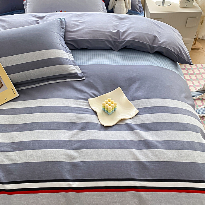 91家纺网 家纺一手货源 找家纺 禧安居 2025新款高支高密活性印染全棉印花被套全棉被套单被套 沐光-灰