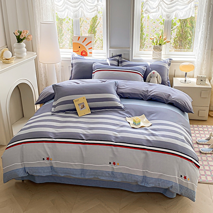 91家纺网 家纺一手货源 找家纺 禧安居 2025新款高支高密活性印染全棉印花被套全棉被套单被套 沐光-灰