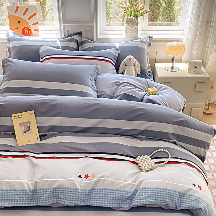 91家纺网 家纺一手货源 找家纺 禧安居 2025新款高支高密活性印染全棉印花被套全棉被套单被套 沐光-灰