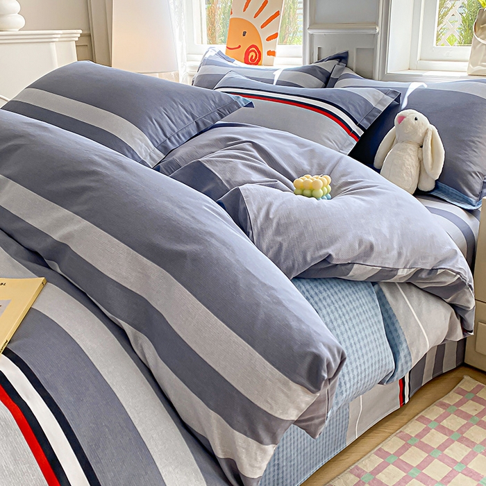 91家纺网 家纺一手货源 找家纺 禧安居 2025新款高支高密活性印染全棉印花被套全棉被套单被套 沐光-灰