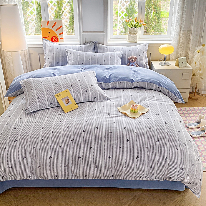 91家纺网 家纺一手货源 找家纺 禧安居 2025新款高支高密活性印染全棉印花被套全棉被套单被套 雨蝶