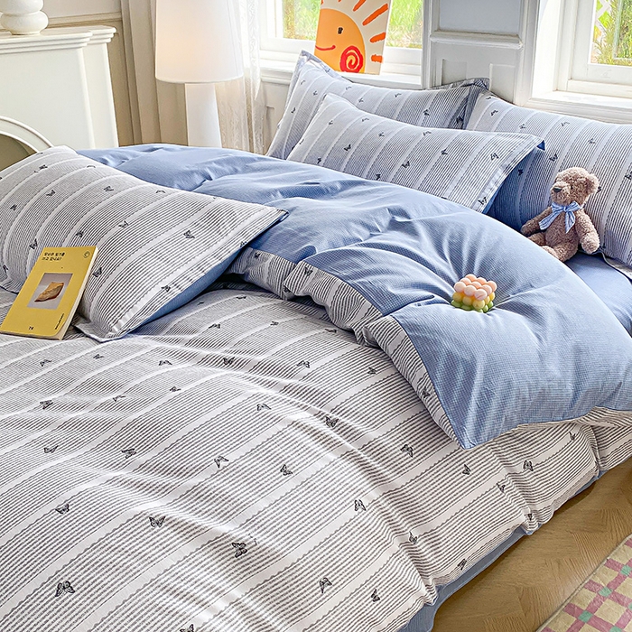 91家纺网 家纺一手货源 找家纺 禧安居 2025新款高支高密活性印染全棉印花被套全棉被套单被套 雨蝶