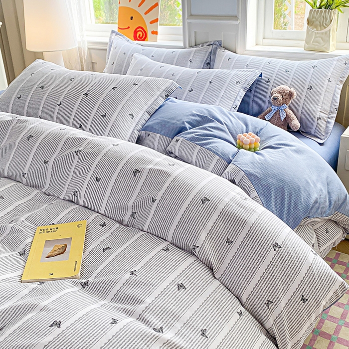 91家纺网 家纺一手货源 找家纺 禧安居 2025新款高支高密活性印染全棉印花被套全棉被套单被套 雨蝶