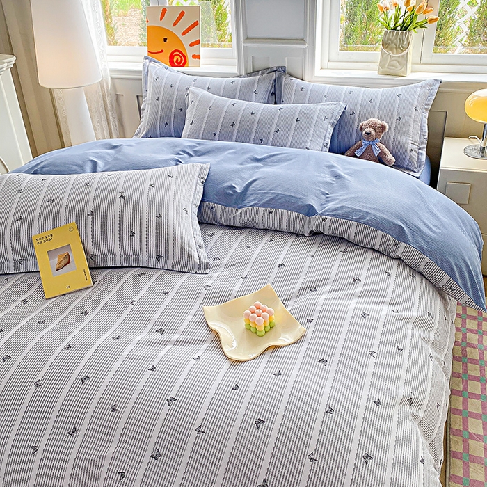 91家纺网 家纺一手货源 找家纺 禧安居 2025新款高支高密活性印染全棉印花被套全棉被套单被套 雨蝶