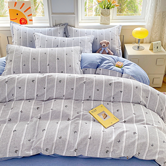 91家纺网 家纺一手货源 找家纺 禧安居 2025新款高支高密活性印染全棉印花被套全棉被套单被套 雨蝶