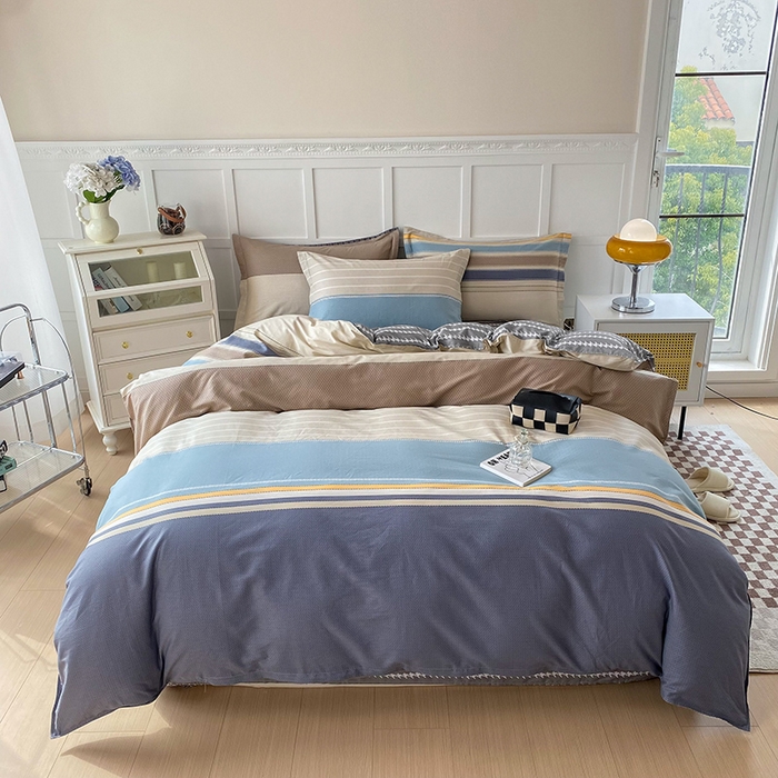 91家纺网 家纺一手货源 找家纺 小叮当家纺仓储工厂店 （爆款花型 长期款 不断货）2025年新款简约条纹卡通花卉全棉纯棉三件套四件套 莫兰迪