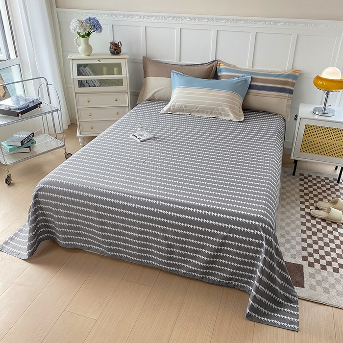 91家纺网 家纺一手货源 找家纺 小叮当家纺仓储工厂店 （爆款花型 长期款 不断货）2025年新款简约条纹卡通花卉全棉纯棉三件套四件套 莫兰迪