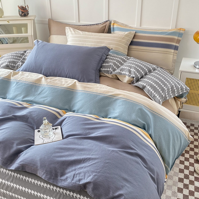 91家纺网 家纺一手货源 找家纺 小叮当家纺仓储工厂店 （爆款花型 长期款 不断货）2025年新款简约条纹卡通花卉全棉纯棉三件套四件套 莫兰迪