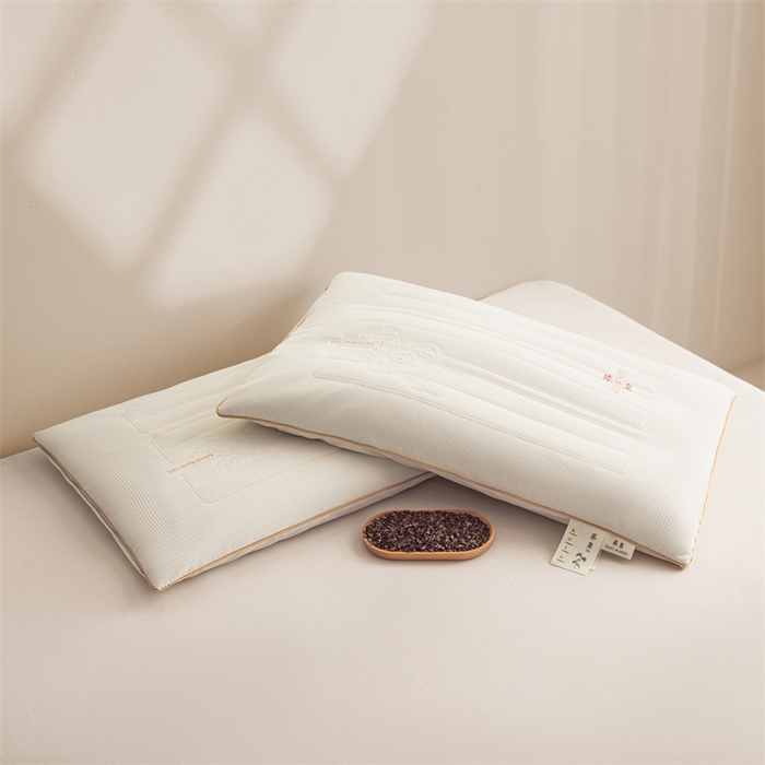 91家纺网 家纺一手货源 找家纺 圣之寐   2025新款荞皇纯荞麦枕 白色48*74