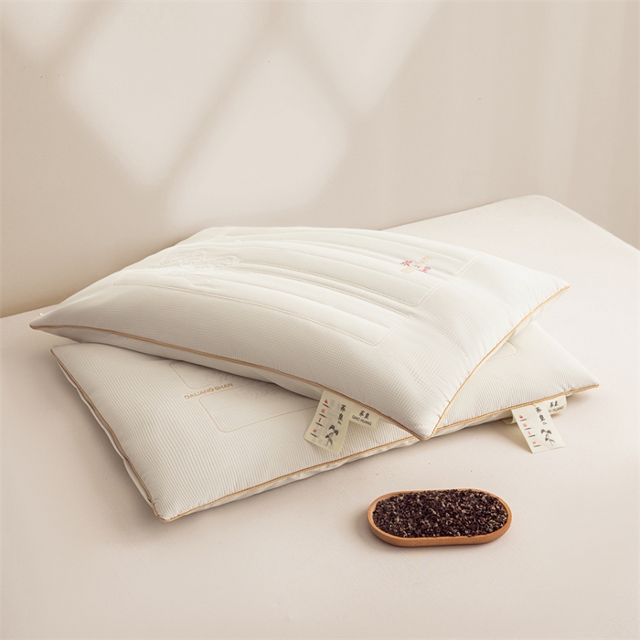 91家纺网 家纺一手货源 找家纺 圣之寐   2025新款荞皇纯荞麦枕 白色48*74