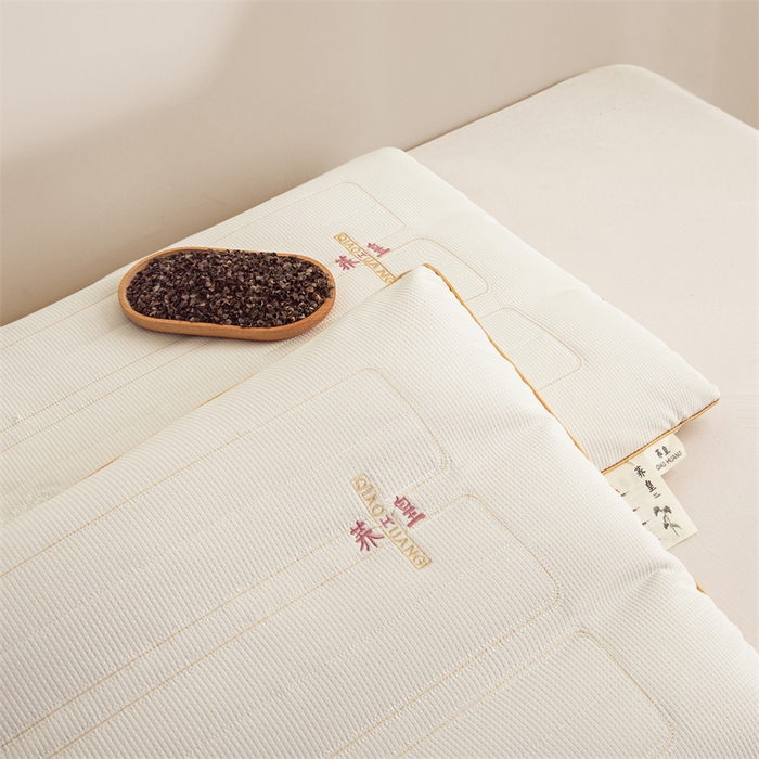 91家纺网 家纺一手货源 找家纺 圣之寐   2025新款荞皇纯荞麦枕 白色48*74