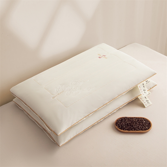 91家纺网 家纺一手货源 找家纺 圣之寐   2025新款荞皇纯荞麦枕 白色48*74