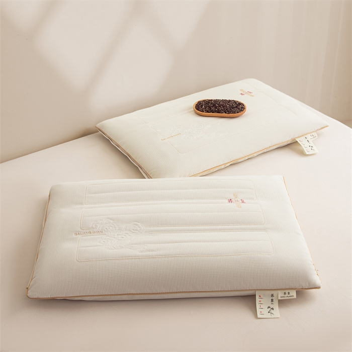 91家纺网 家纺一手货源 找家纺 圣之寐   2025新款荞皇纯荞麦枕 白色48*74
