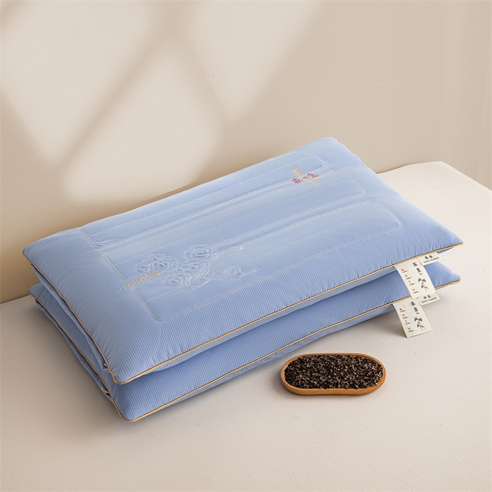 91家纺网 家纺一手货源 找家纺 圣之寐   2025新款荞皇纯荞麦枕 蓝色48*74