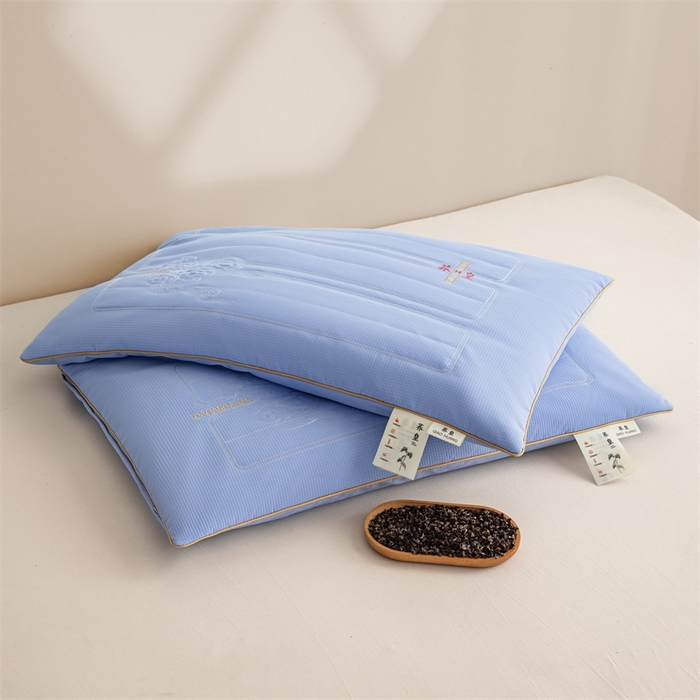 91家纺网 家纺一手货源 找家纺 圣之寐   2025新款荞皇纯荞麦枕 蓝色48*74