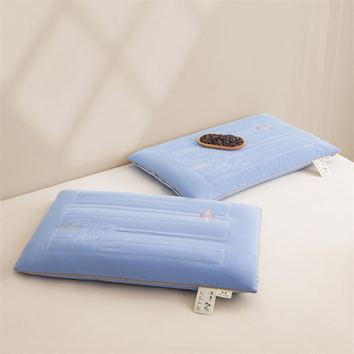 91家纺网 家纺一手货源 找家纺 圣之寐   2025新款荞皇纯荞麦枕 蓝色48*74