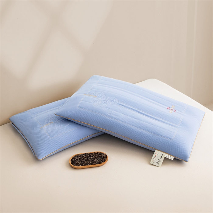 91家纺网 家纺一手货源 找家纺 圣之寐   2025新款荞皇纯荞麦枕 蓝色48*74