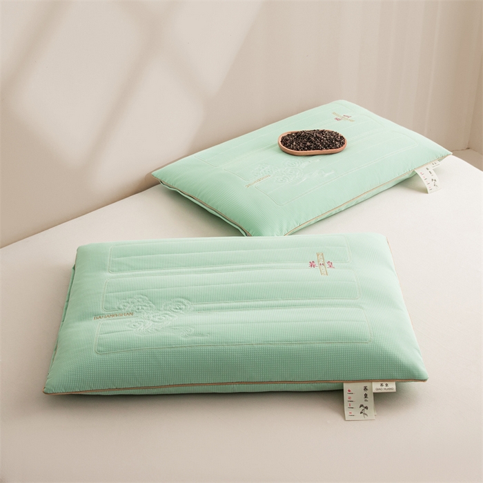91家纺网 家纺一手货源 找家纺 圣之寐   2025新款荞皇纯荞麦枕 绿色48*74