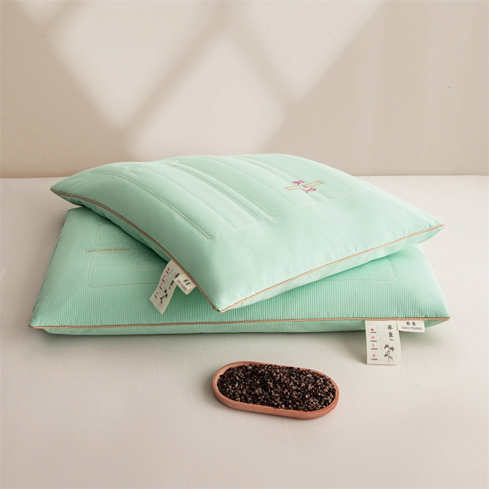91家纺网 家纺一手货源 找家纺 圣之寐   2025新款荞皇纯荞麦枕 绿色48*74