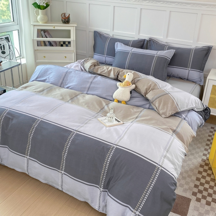 91家纺网 家纺一手货源 找家纺 小叮当家纺仓储工厂店 （爆款花型 长期款 不断货）2025年新款简约条纹卡通花卉全棉纯棉三件套四件套 奇幻曲AA