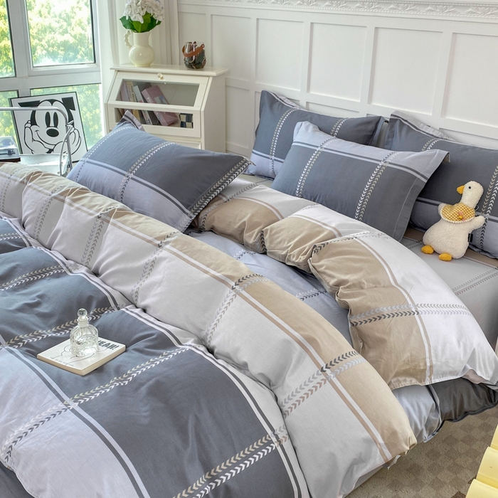 91家纺网 家纺一手货源 找家纺 小叮当家纺仓储工厂店 （爆款花型 长期款 不断货）2025年新款简约条纹卡通花卉全棉纯棉三件套四件套 奇幻曲AA