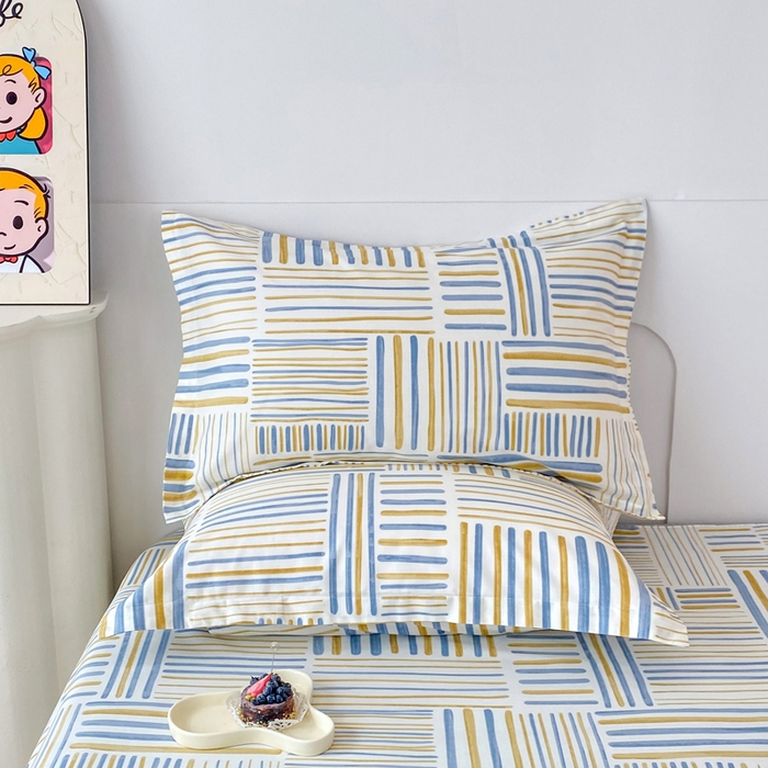 91家纺网 家纺一手货源 找家纺 小叮当家纺仓储工厂店 （爆款花型 长期款 不断货）2025年新款简约条纹卡通花卉全棉纯棉三件套四件套 条纹时代