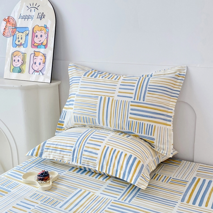 91家纺网 家纺一手货源 找家纺 小叮当家纺仓储工厂店 （爆款花型 长期款 不断货）2025年新款简约条纹卡通花卉全棉纯棉三件套四件套 条纹时代