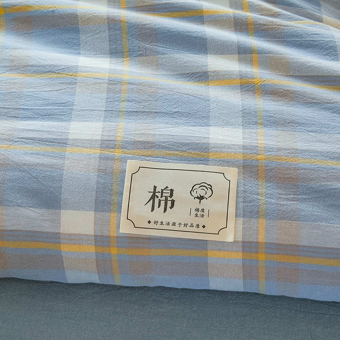 91家纺网 家纺一手货源 找家纺 熙宴家纺 2025新款无印风100%新疆棉花被学生床被子被芯 简兮蓝