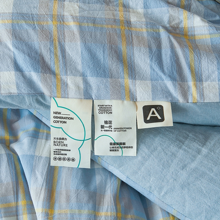91家纺网 家纺一手货源 找家纺 熙宴家纺 2025新款无印风100%新疆棉花被学生床被子被芯 简兮蓝