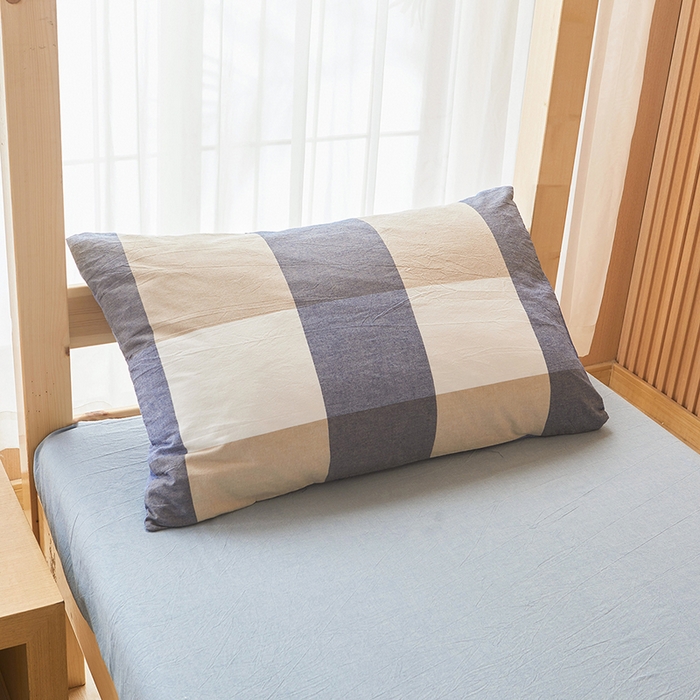 91家纺网 家纺一手货源 找家纺 熙宴家纺 2025新款无印风100%新疆棉花被学生床被子被芯 蓝大格