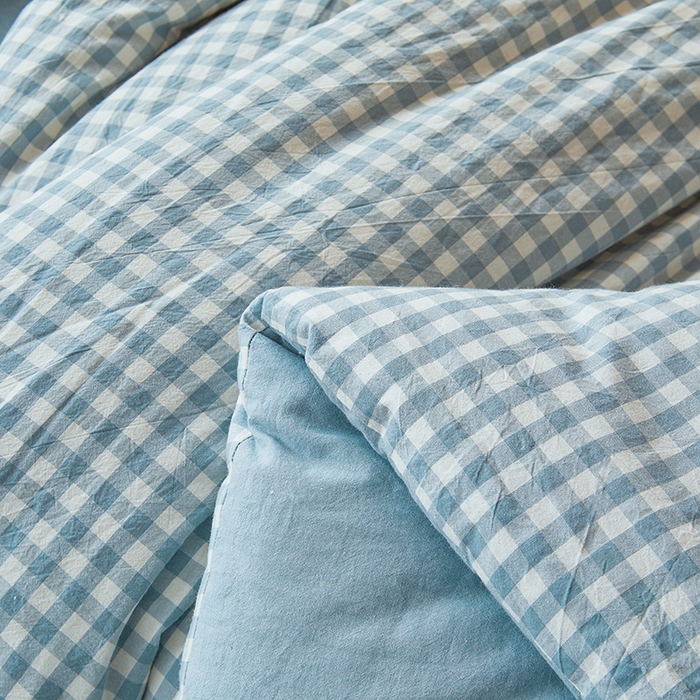 91家纺网 家纺一手货源 找家纺 熙宴家纺 2025新款无印风100%新疆棉花被学生床被子被芯 蓝小格